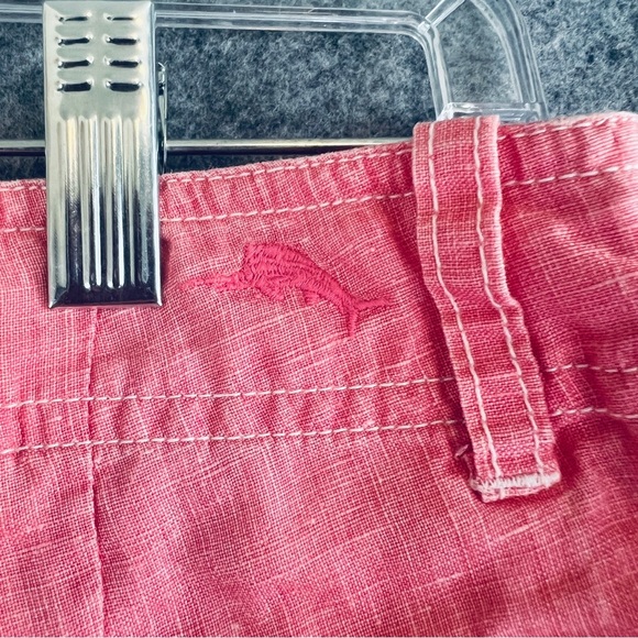 TOMMY BAHAMA Sea Glass Shorts 100% Linen Preppy Coral Pink Size 2 - Picture 3 of 12
